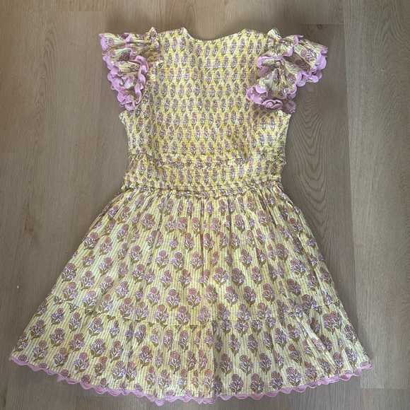 Saylor yellow and pink smocked dress - Picture 3 of 4